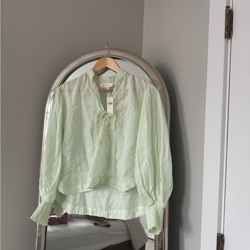 Anthropologie linen peasant shirt, XS, NWT (Sold out in store)